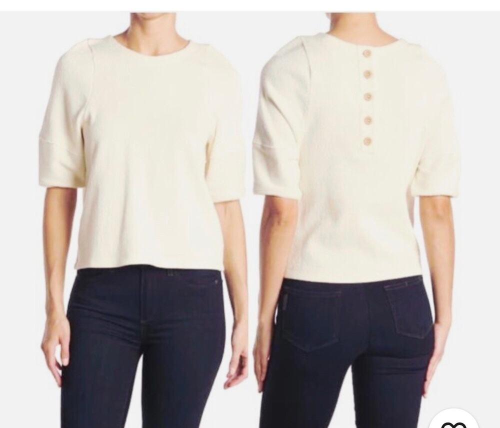 MADEWELL Ottoman Jacquard Button-Back Cotton Top Size M